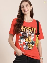 HERE&NOW Graphic Printed Pure Cotton T-shirt