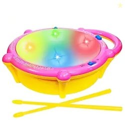 VGRASSP Flash Drum Toy with 2 Mallets for Kids | Multicolor 3D Lights