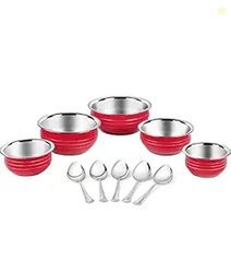 Stainless Steel Serving Handi Set of 10 U (5 U Handi & 5 U Serving Spo