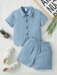 DOLZIO FAB Baby Boys Party(Festive) Shirt Shorts (SKY)