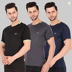 Vector X OMT-197 Men's Polyester Half Sleeve Round Neck T-Shirt (Pack