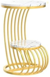 Paradise Enterprises Tier Metal Frame Coffee Table End Table Marble Lo