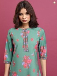 KETCH Teal Floral Printed Kurta