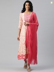 Readiprint Printed Regular Gotta Patti Kurta with Trousers & Dupatta