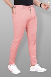 COMBRAIDED Men Slim Fit Pink Lycra Blend Trousers