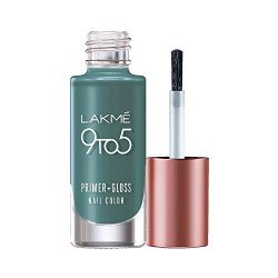 Lakm 9 to 5 Primer + Gloss Nail Colour, Teal Deal, 6 ml