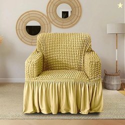 Cortina Polyester 1 Seater Sofa Polka Cover (Pack of 1 Beige)