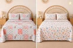 BSB HOME 2 Bedsheet Combo Set with 4 Pillow Covers  Premium Cotton Gla