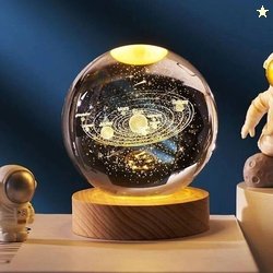 Divine Creations 3D Solar System Crystal Ball with Wood...