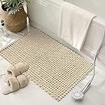 SANMARINO Non Slip Chenille Bath Mat, Extra Soft Bathroom Mat, Super Absorbent Fluffy Bath Mats for Bathroom, Machine-Washable Quick Dry Bath Rug Foot Mat, 16″x24″, Beige