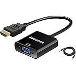 Sounce HDMI to VGA Gold Plated High-Speed 1080P Active HDTV HDMI to VGA Adapter Converter Male to Female with Audio and Micro USB Charging Cable, (Black)