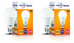 wipro Garnet 12W LED Bulb for Home & Office |Warm White (2700K) | E27