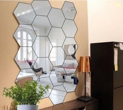 wall1ders 50 cm 20 Hexagon Silver Self Adhesive Sticker (Pack of 20)