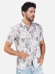 BASE 41 Slim Fit Abstract Printed Short Sleeves Casual Shirt