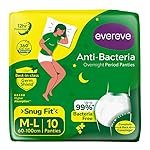 Evereve Anti Bacteria Period Panty for Girls & Women, (M-L), 10 Pcs, 360 Degree Overnight Coverage, 99.9% Bacteria Free, High Absorbency for Heavy Flow, Maternity Postpartum Disposable Panty