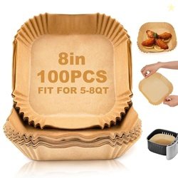 Clazkit 100 PCS Air Fryer Paper Sheets Disposable Liner for Microwave