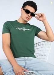 Pepe Jeans Men Graphic Print Round Neck Pure Cotton Green T-Shirt
