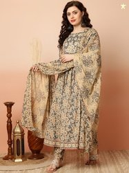 KIMAYRA Ethnic Motifs Printed Regular Pure Cotton Kurta with Trousers