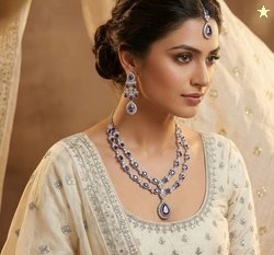 VATSALYA creation Alloy Gold-plated Blue Jewel Set