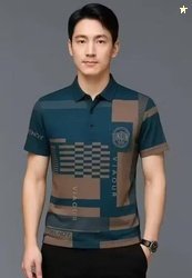 NAUGHTY MEN Men Geometric Print, Typography, Printed Polo Neck Pure...