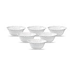 La Opala Diva, Classique Collection, Opal Glass Vegetable Bowl Set 6 pcs, Plain White