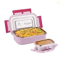ATTRO Stainless Steel Hot Buddy Insulated Lunch Box with 1 Small Conta