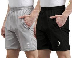 karwa Pack of 2 Solid Men Black, Grey Sports Shorts