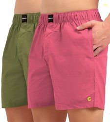 Freecultr Cotton Boxer Shorts for Men Dual Pockets Moisture Wicking Mi