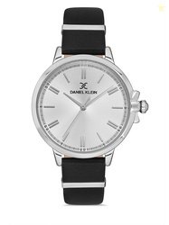 Daniel Klein Trendy Women Silver-Toned Dial & Black Straps Analogue Wa
