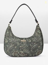 Caprese Paisley Printed Half Moon Hobo Bag