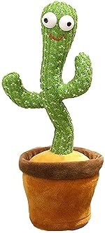 Dancing Cactus,Cactus Plush Toy with Led Lights and Chargeable, Wriggle Singing Recording Repeats What You Say Funny Educational Toy for Boys and Girls
