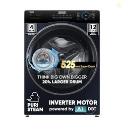 Haier 7 Kg 5 Star Powered by AI-DBT with PuriSteam, 525mm Super Drum F