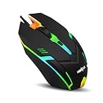 FRONTECH Wired USB Gaming Mouse | 3 Button Mouse| RGB Light| 1500 DPI | Scroll Wheel| Compact and Stylish Design| USB Plug & Play (MS-0067, Black)
