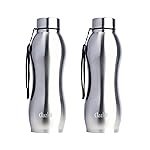 Clazkit Platina Pro Classic Stainless Steel Water Bottle 1000ml Set of 2|ISI Certified|Leakproof, Rust-Free, BPA-Free, Durable for College, Fridge, Sports, Gym, Yoga & Office
