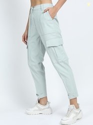 Tokyo Talkies Women Green Tapered Fit Easy Wash Cargos Trousers