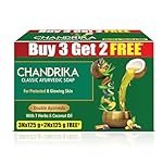 Chandrika Ayurvedic Soap Classic| Handmade Soap for Naturally Radiant Skin| For All Skin Types| 125g (Pack of 3) + 2x125g Soap Free