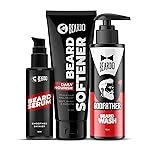 Beard Serum 50ml,Beard Softener 50g & GodFather Beard Wash 100ml (Set of 3) | Ultimate Beard Growth & Softening Kit for Men – Beard Serum, Beard Conditioner, and Beard Shampoo for Nourished, Shiny & Healthy Beard – All-in-One Grooming Kit for Men
