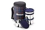 SOPL-OLIVEWARE Mega Lunch Box, 100% Leak Proof, 4 Stainless Steel Containers with Bpa Free Airtight Lids (300Ml, 450Ml & 2X600Ml), Fabric Bag (Blue)