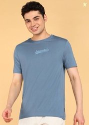 AEROPOSTALE Men Typography Round Neck Pure Cotton Blue T-Shirt