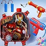GRAPHENE Dual 2l Red Holi Electric Pichkari with 1 Extra Battery (Total 2 Batteries) 1 Water Pressure Gun Toy for Long Throw Back Holding Spray Water Tank Kids Boy Girl 1 pkt 100 Water Balloons