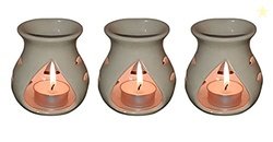 Pure Source India Ceramic Oil Burner Aroma Diffuser (Off White) -Set o
