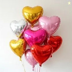 AMFIN (Pack of 5) 18 Inch Multi Plain Heart Shaped Balloons, Heart sha