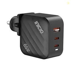 INICIO 65W USB-C PD GaN Charger, 3 Port Fast Power Adapter for Type C