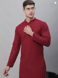 SOJANYA Ethnic Motifs Embroidered Sequinned Pure Cotton Kurta