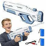 GRAPHENE Automatic Electric Holi Pichkari Water Gun Rechargeable Battery 1 Extra Battery High-Pressure Rapid Fire Water Blaster with 10-20 Meter Range Swimming Pool Beach Party Kid Adult (White& Grey)