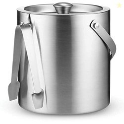 Double-Wall Stainless Steel Insulated Ice Bucket With Lid and Ice Tong