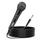 FRONTECH Dynamic Microphone with 3m Cable| 6.5mm Jack | On/Off Switch – Durable Metal Net, Compatible with Karaoke Machines and Speakers, Ideal for Speech, Weddings (HF-0014, Black)