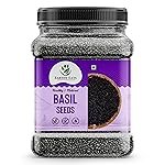 Earthy Eats Raw Basil Seeds 400gm | Tukmaria Seeds | Raw Sabja Beej for Eating | Healthy Deit Snacks Smoothies, Falooda | High in Fibre & Omega 3 | Natural and Unprocessed