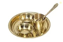 Fully God Bhog Prasad Thali Brass Pooja Thali Set for Mandir and Home