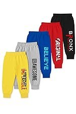 Trampoline Kids Cotton Blend Pyjamas Pack of 5 | Bright Colors & Fun Prints | Ribbed Ankle Everyday Bottoms for Boys & Girls | Soft & Breathable Fabric